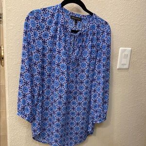 Banana Republic Blue Relaxed Blouse with Mandarin Collar